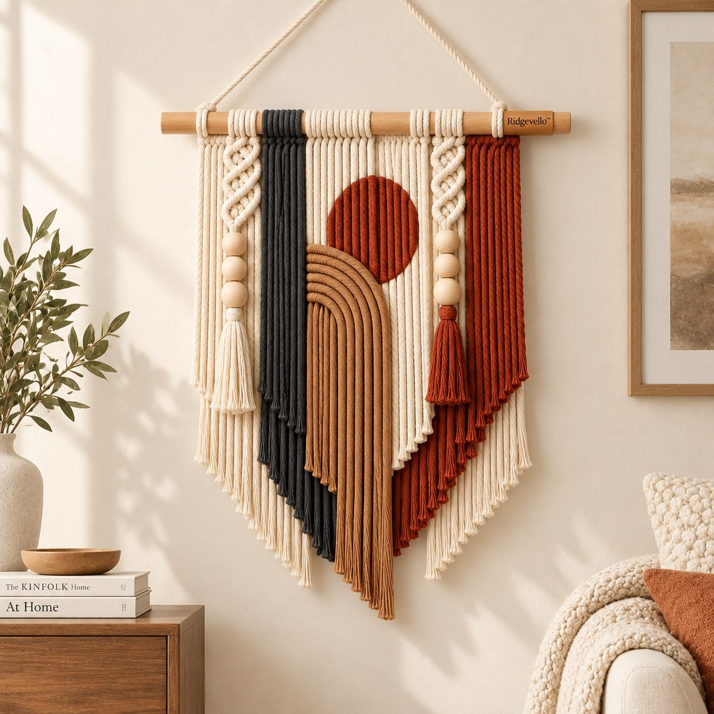 Ridgevello Boho Sunset Macrame Wall Hanging — main styled photo