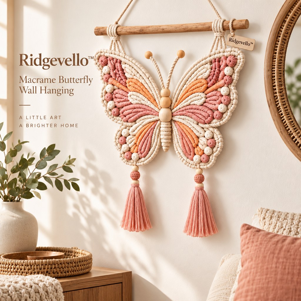Ridgevello Macrame Butterfly Wall Hanging — interior display