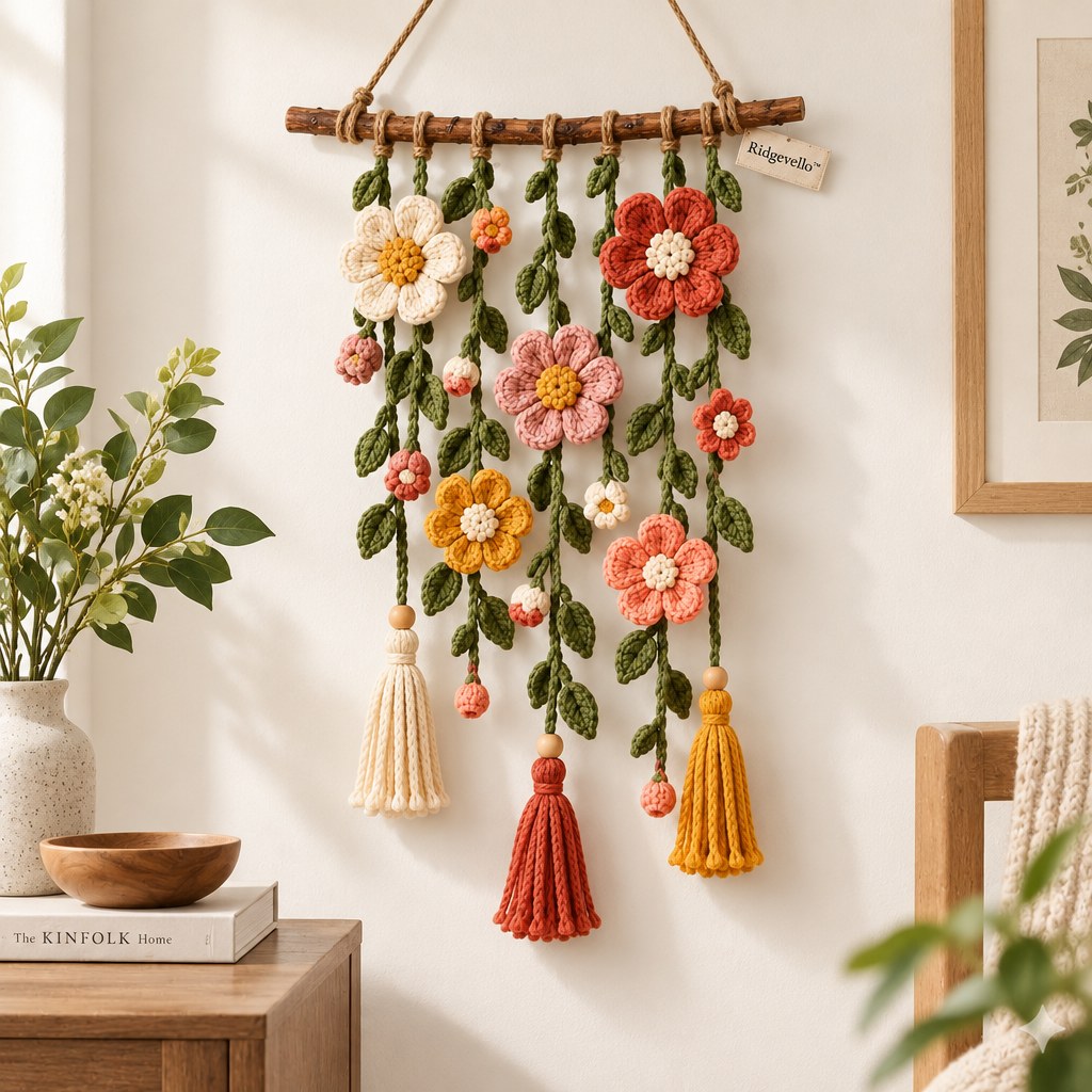 Crochet Floral Wall Hanging - scene