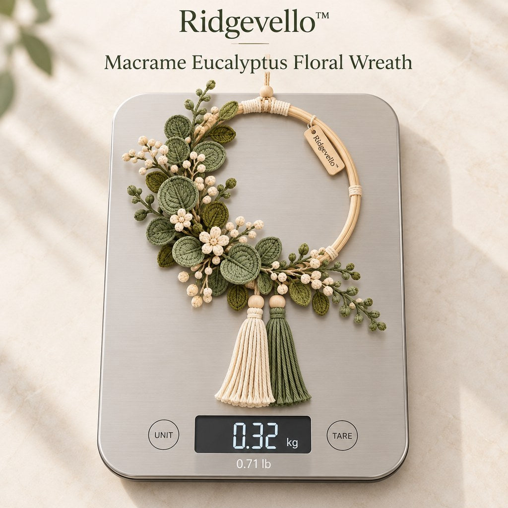 Macrame Eucalyptus Floral Wreath - weight