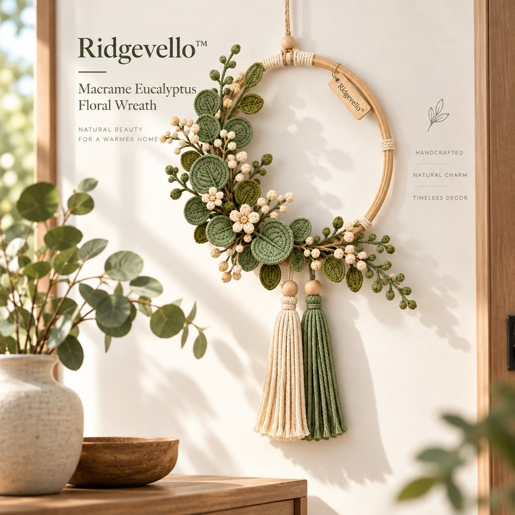 Macrame Eucalyptus Floral Wreath - home styling