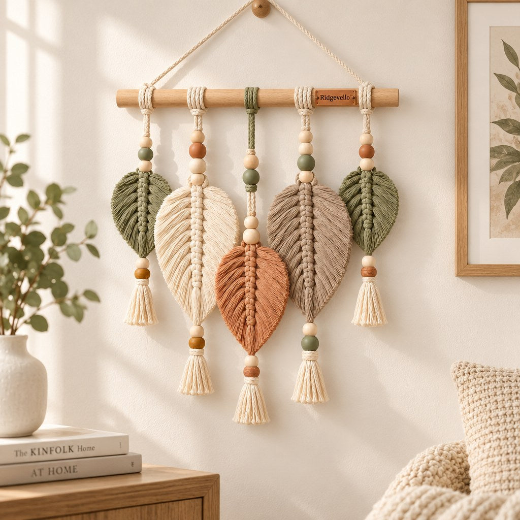 Boho Macrame Feather Wall Hanging - scene