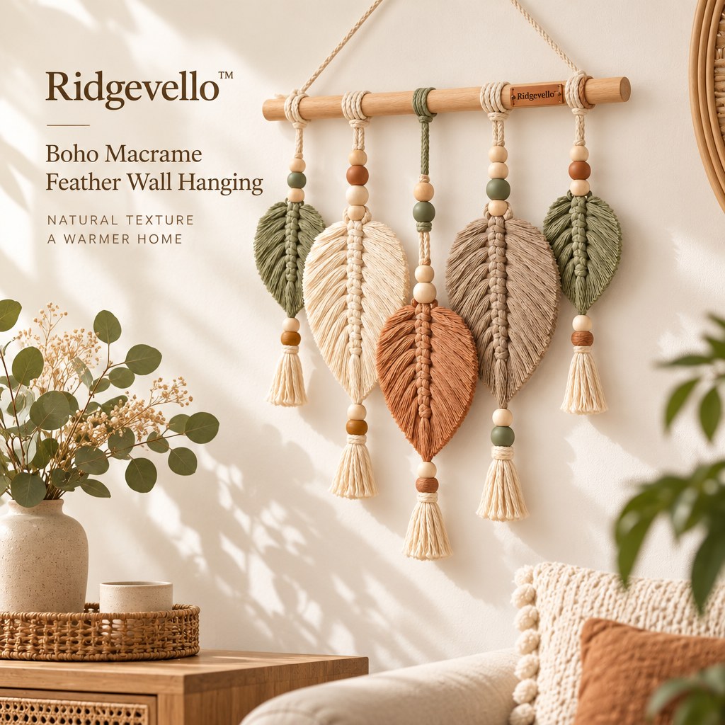 Boho Macrame Feather Wall Hanging - home styling