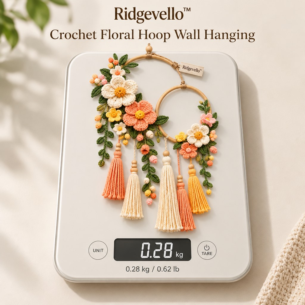 Crochet Floral Hoop Wall Hanging - weight