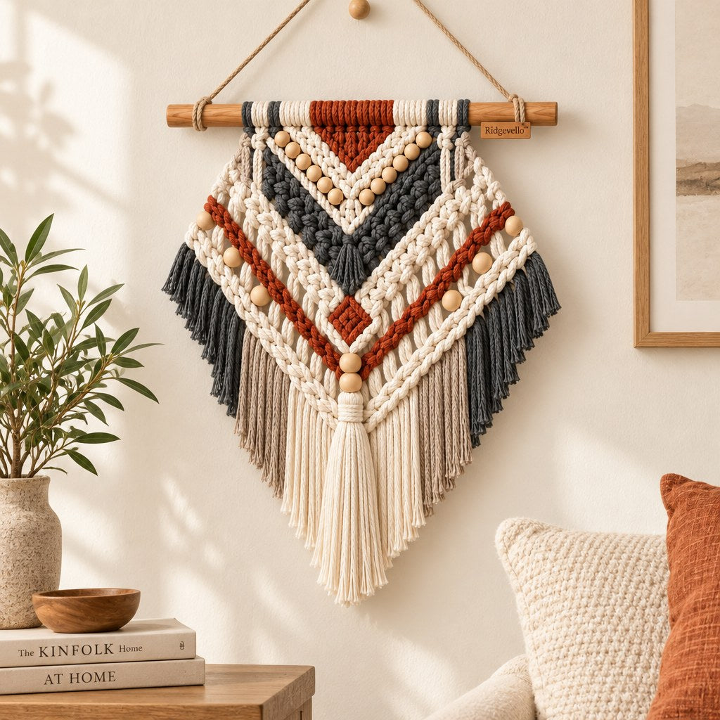 Boho Geometric Macrame Wall Hanging - scene