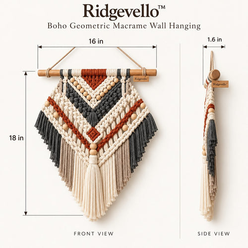 Boho Geometric Macrame Wall Hanging - dimensions