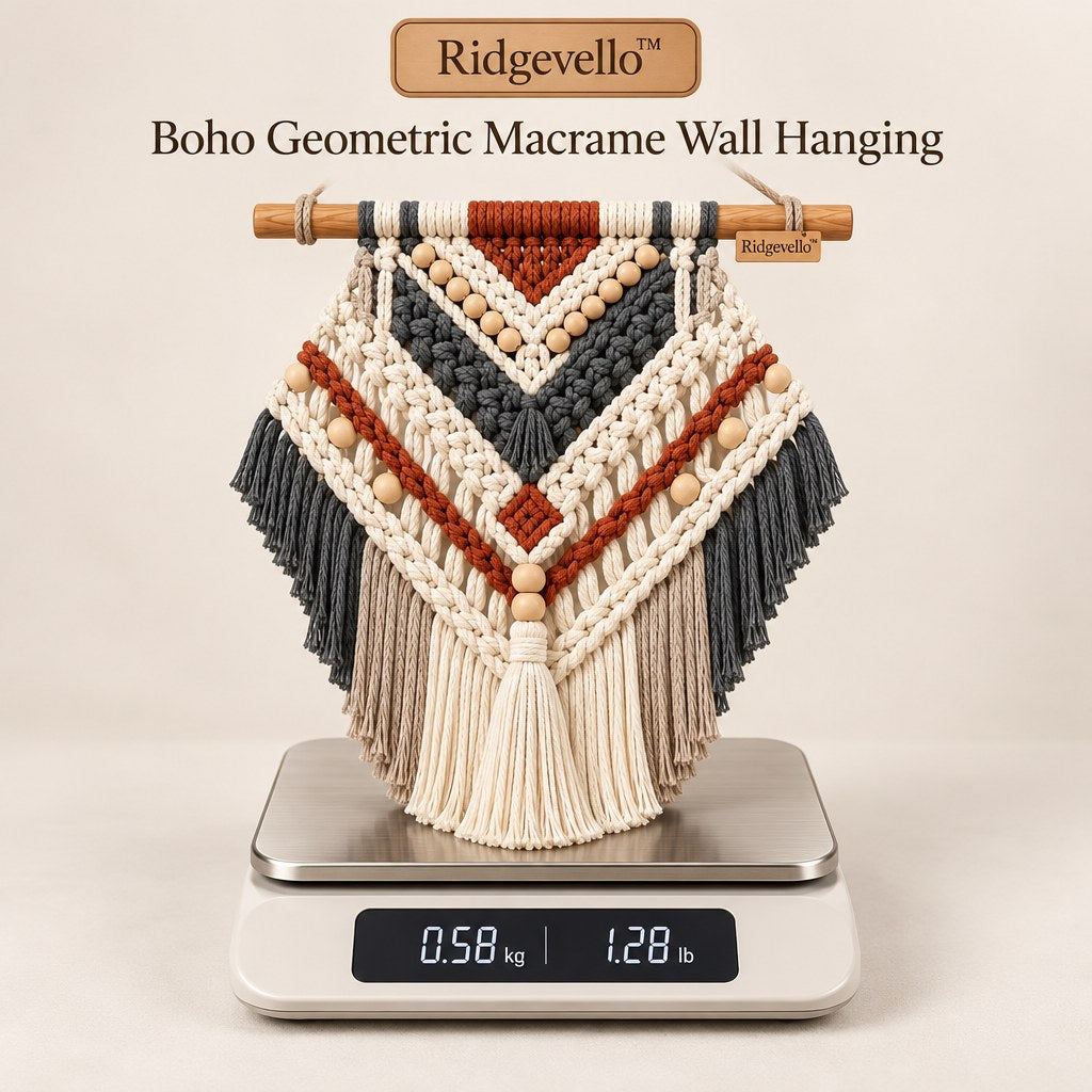 Boho Geometric Macrame Wall Hanging - weight