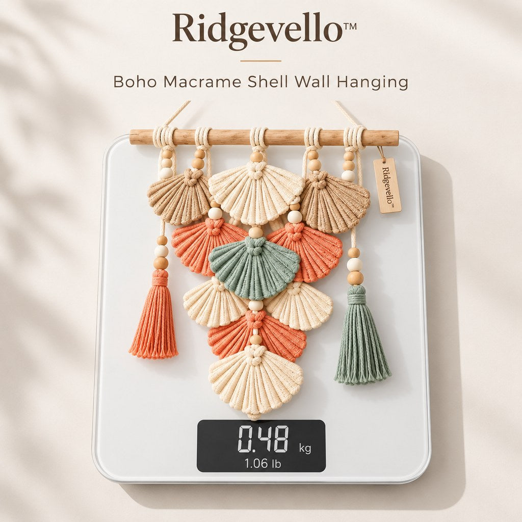 Ridgevello Boho Macrame Shell Wall Hanging — weight reference