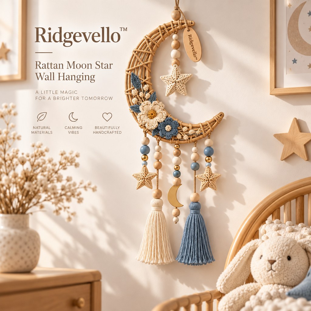 Rattan Moon Star Wall Hanging - home styling
