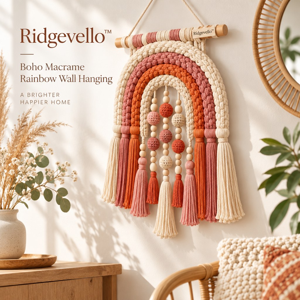 Boho Macrame Rainbow Wall Hanging - home styling