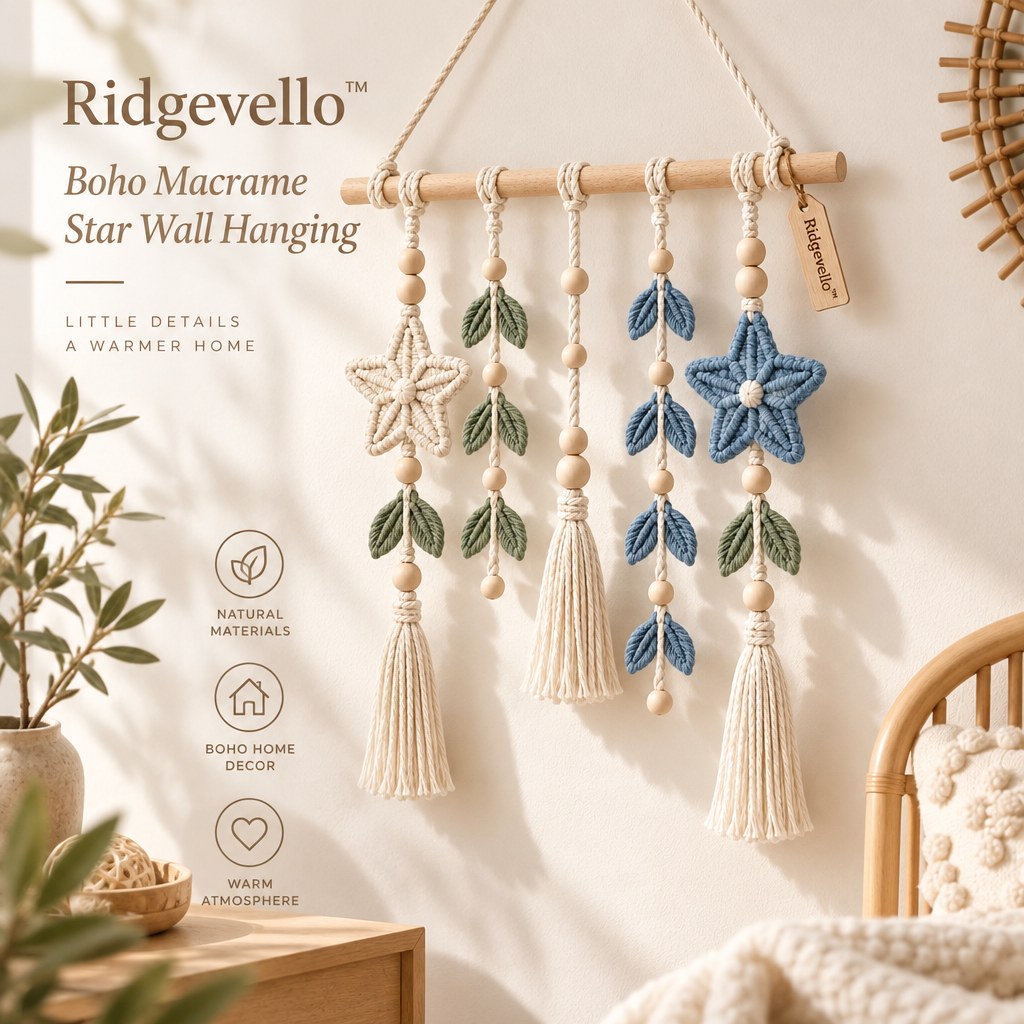 Boho Macrame Star Wall Hanging - home styling