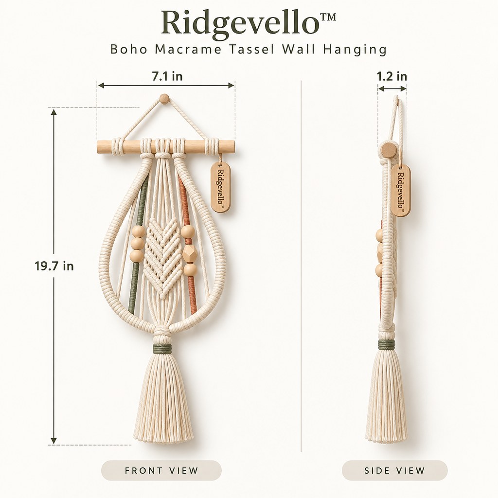 Boho Macrame Tassel Wall Hanging - dimensions
